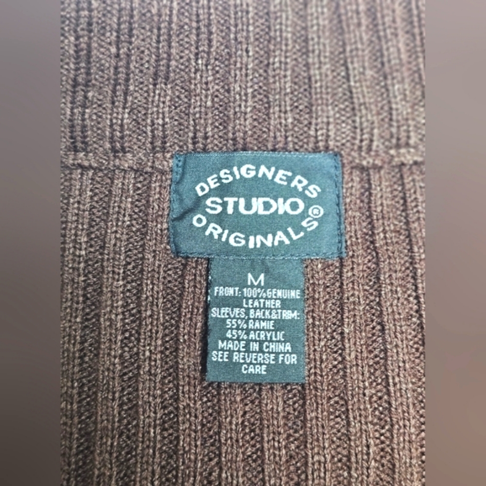 Vintage Designer Studio Western Leather Stitch Colorblock Zip up Jacket Brown - Picture 15 of 15